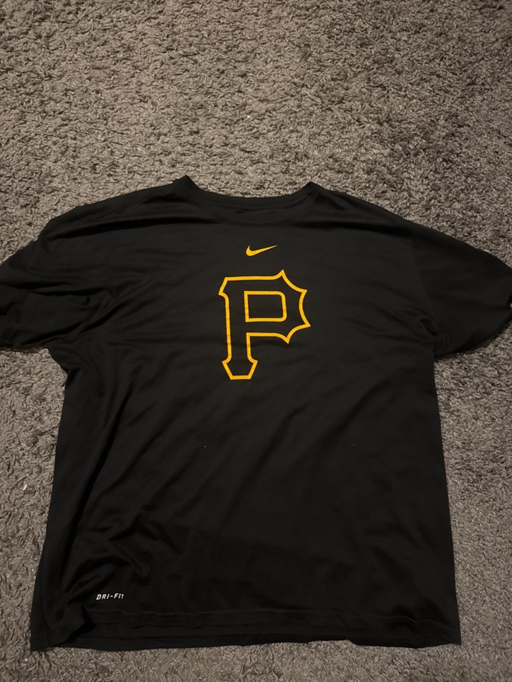 Nike Black Short-Sleeve Tee with Yellow Pittsburgh 'P' Logo